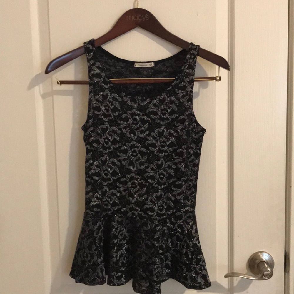 Black Peplum Sleeveless Top